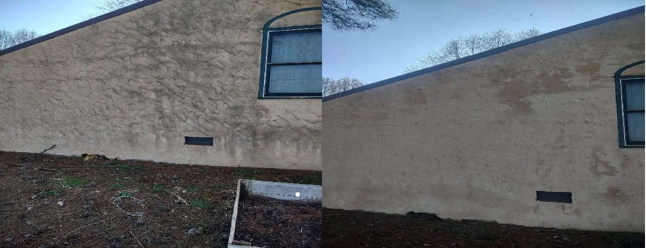 Stucco before and after cleaning