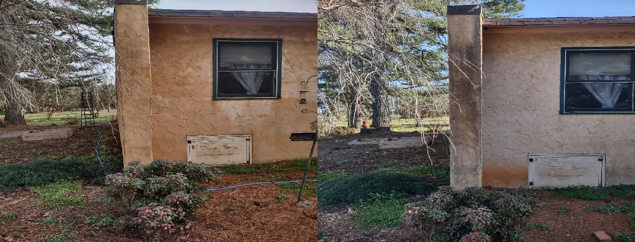 More stucco before and after cleaning