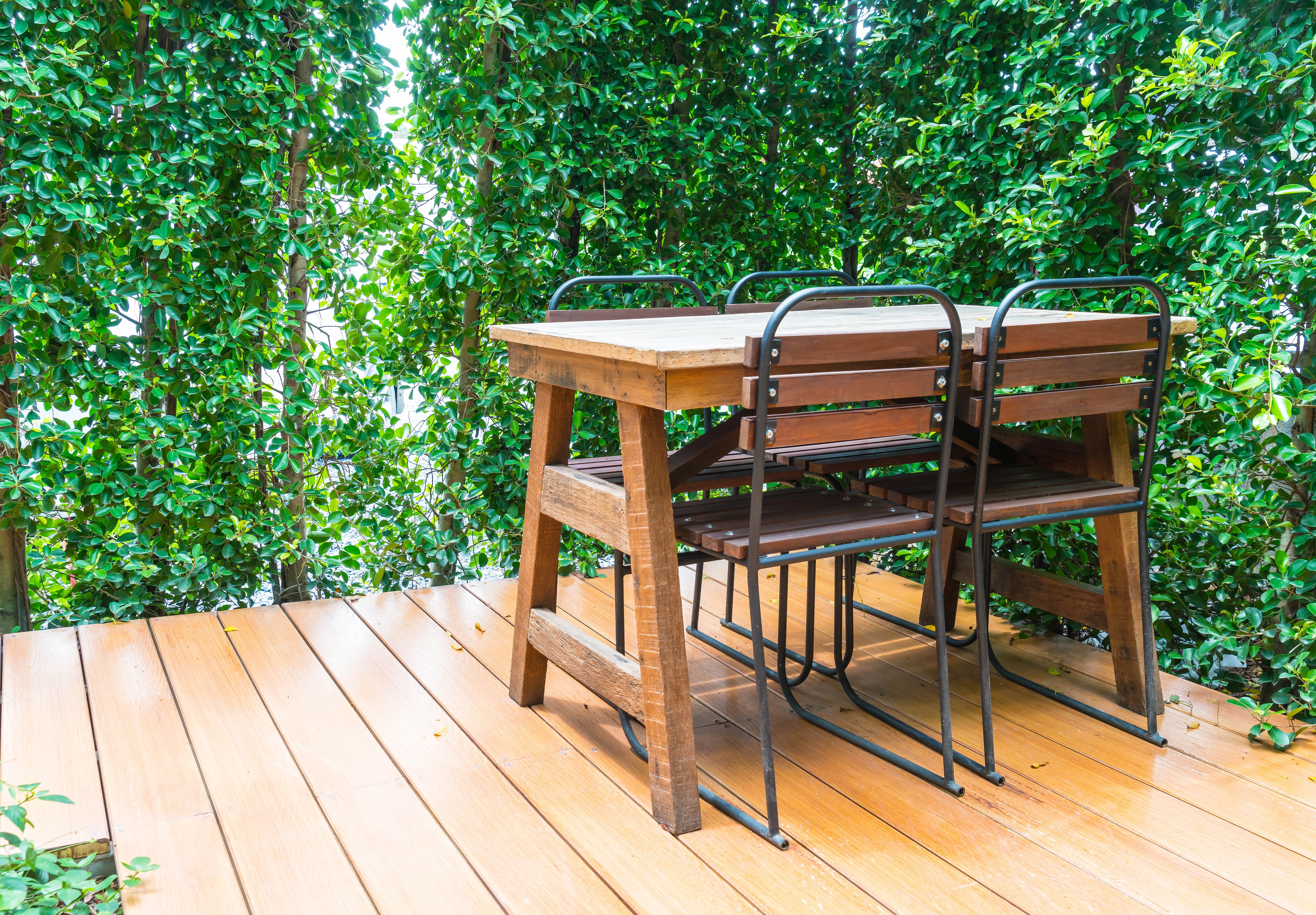 Freshly cleaned back deck.